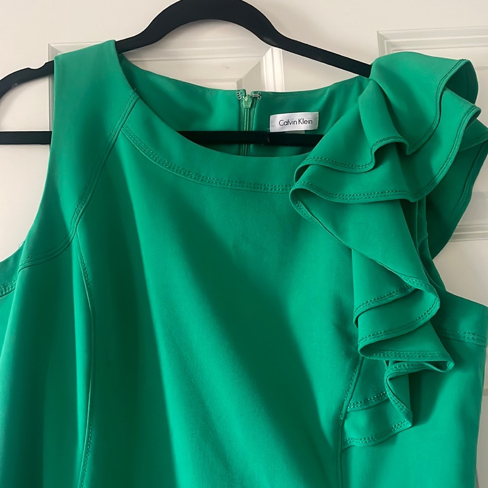 Calvin Klein Ruffle Shoulder sleeveless Dress